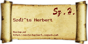 Szőts Herbert névjegykártya